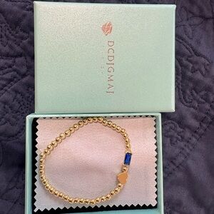Gold Plated Beaded Bracelet with Blue Accent & Heart